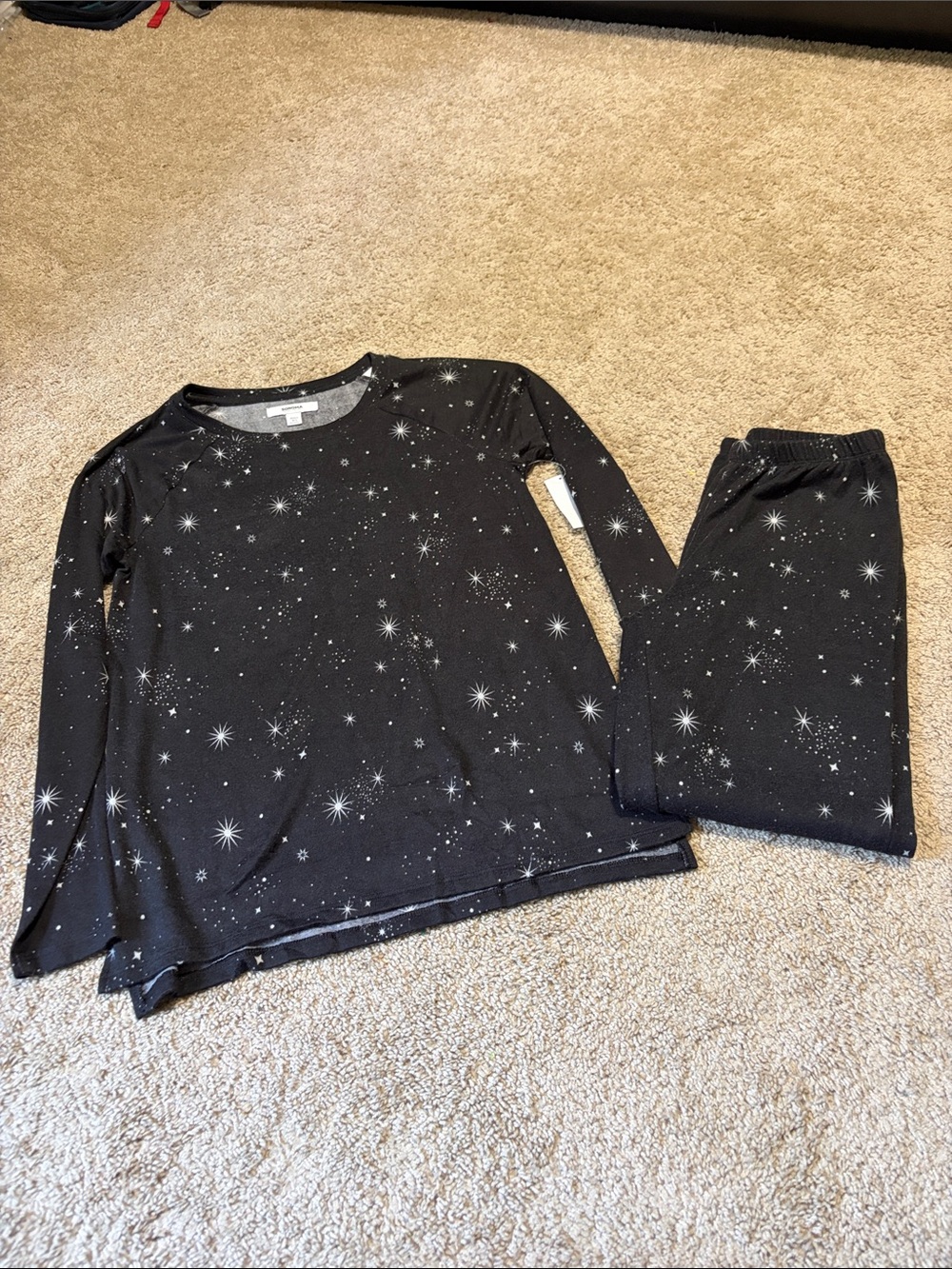 Sonoma Black Galaxy Print Pajama Set XS NWT
